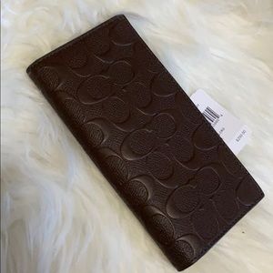 coach brown long wallet with signature cc